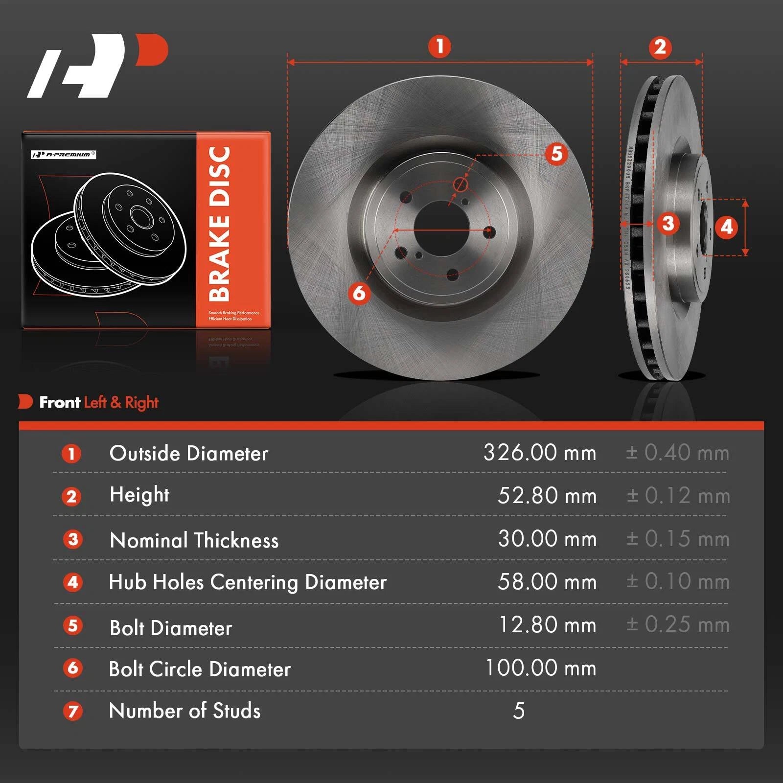 Front Disc Brake Rotors for Subaru BRZ, Impreza, Toyota 86 (2017–2020)