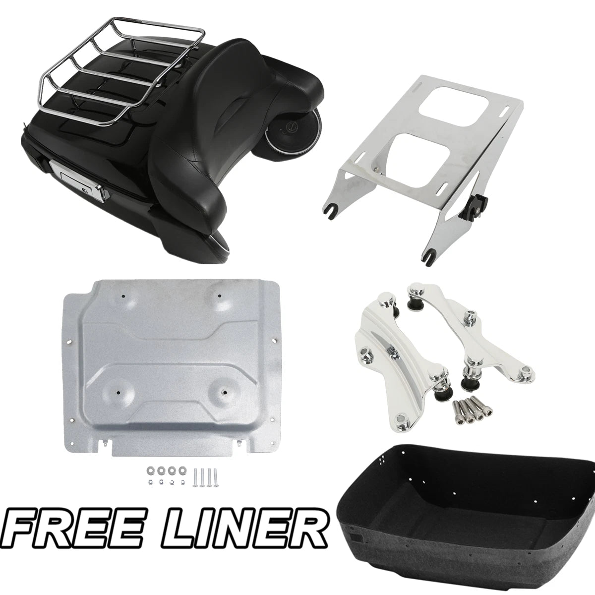 Trunk Pad Rack Light Speakers Plate for Harley Touring (2014–2023)