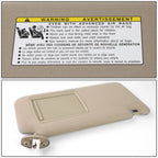 OE Style Interior Beige Right Passenger Sun Visor for Toyota Venza (2009–2016)