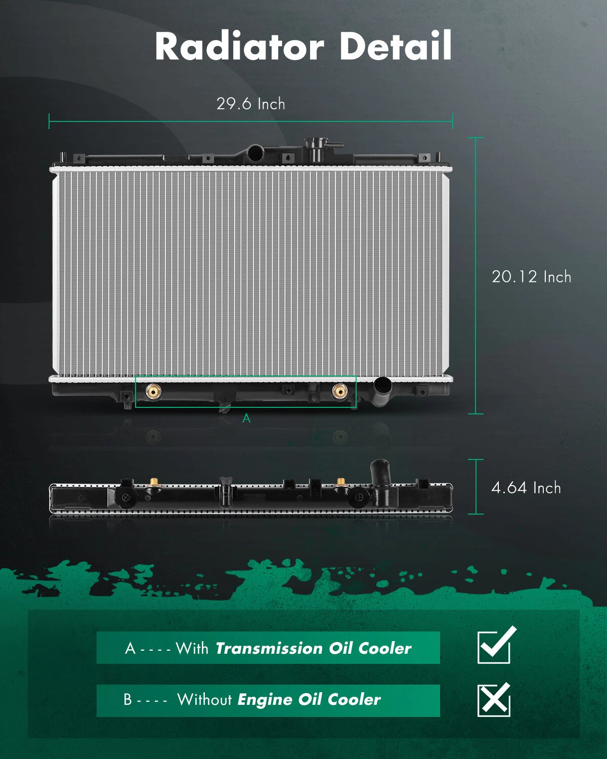 1494 Aluminum Radiator for Honda Accord (1994–1997) & Acura CL (1997–1999)