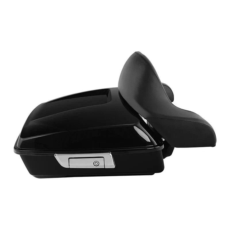 Black Chopped Trunk Backrest Mount Rack for Harley Softail Deluxe (2018-2025)