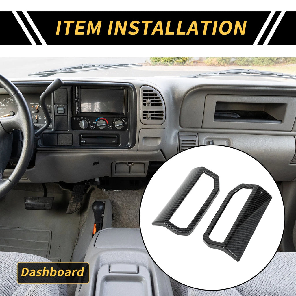 Set of 2 Carbon Fiber Dashboard Side Air Vent Trim for Toyota Tacoma (2024)
