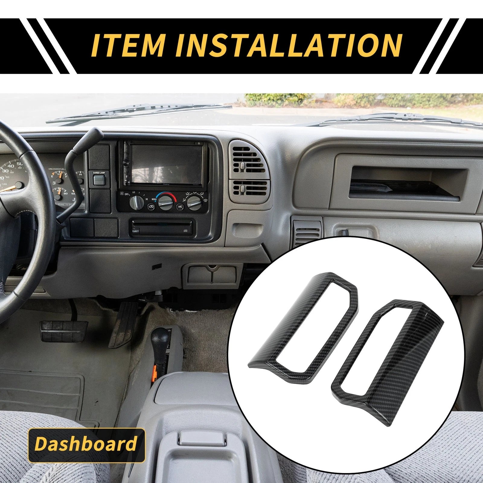 Set of 2 Carbon Fiber Dashboard Side Air Vent Trim for Toyota Tacoma (2024)