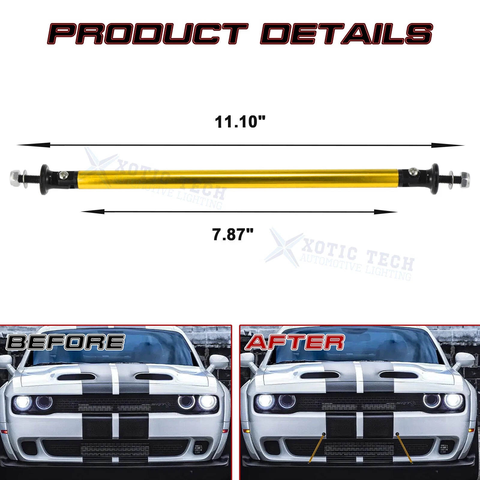 Gold Drift Style Bumper Splitter Diffuser Rod for GMC Acadia & Yukon (2017-2025)
