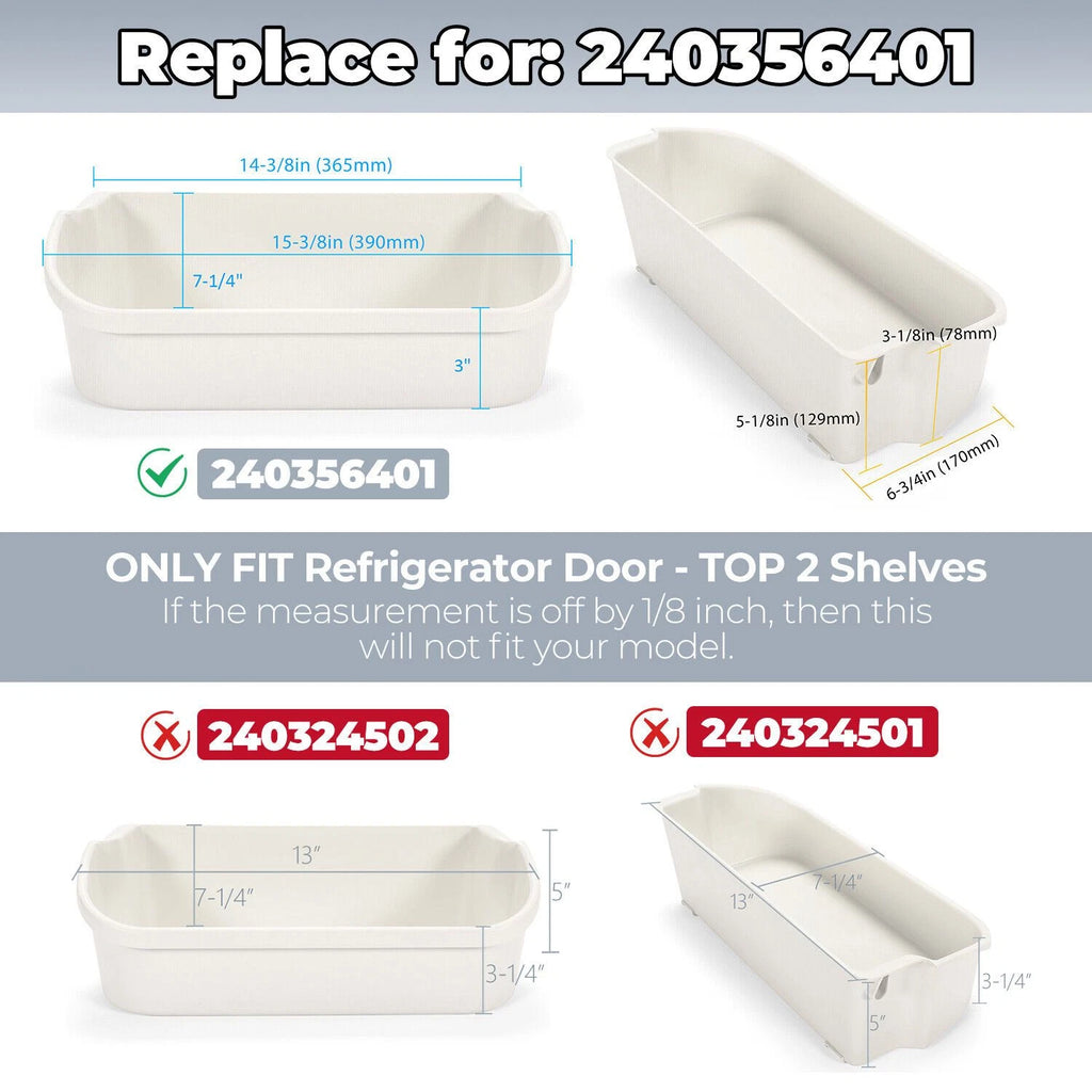 Set of 2 White Gallon Door Bins for Frigidaire Refrigerator