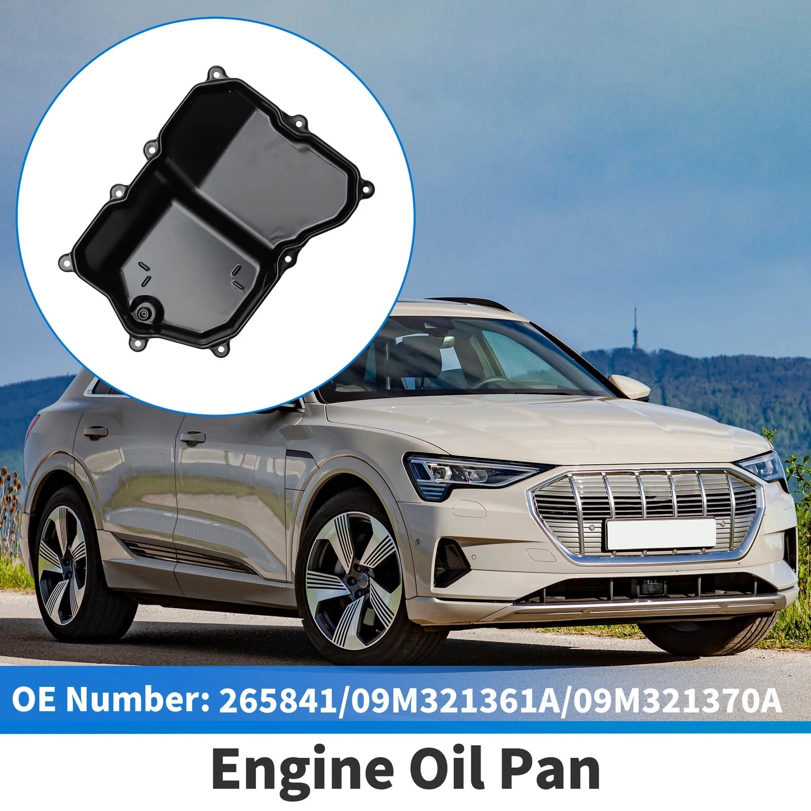 1 Pc Engine Oil Pan No. 265841/09M321361A for Audi Q3 (2015–2018) Steel Black