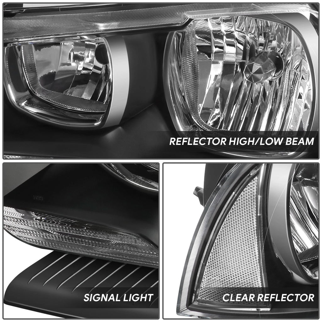 Pair of Black Housing Clear Corner Headlights for Dodge Charger (2011–2014)
