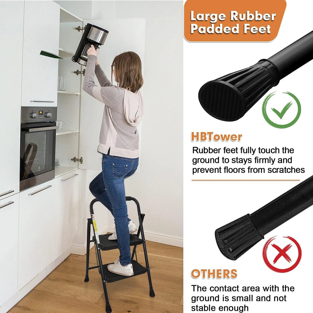 2X Step Folding Portable Ladder with Anti-Slip Pedal