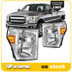Set of 2 Chrome Headlight Assembly for Ford F250 F350 F450 Super Duty