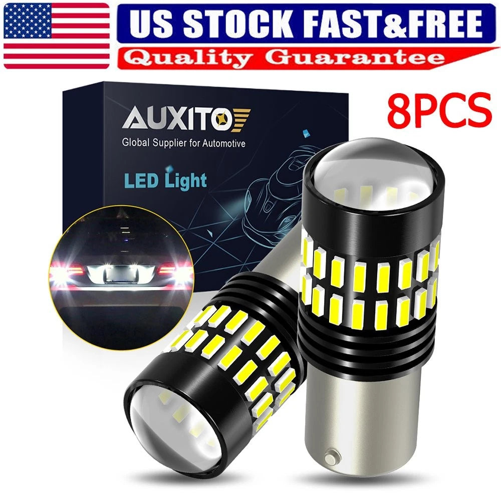 Set of 8 LED 1156 7506 DRL Backup Reverse Brake Turn Signal Lights for AUXITO
