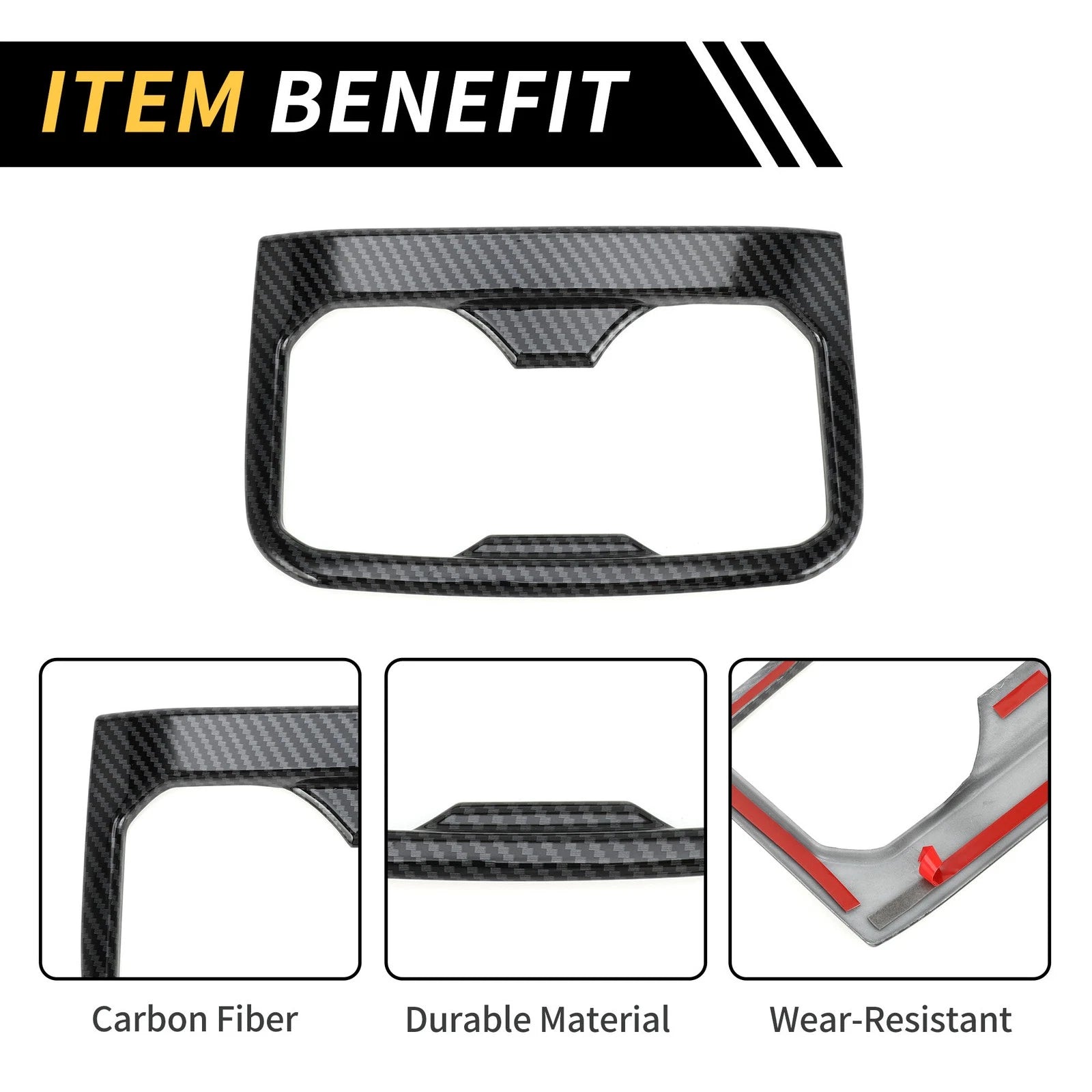 Carbon Fiber Pattern Armrest Box Rear Cup Holder Cover for Toyota Tacoma (2016–2023)