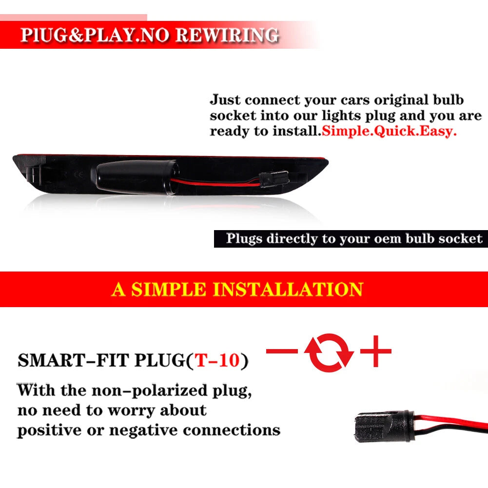 LED Rear Bumper Side Marker Reflectors for Ford Mustang (2015–Present)