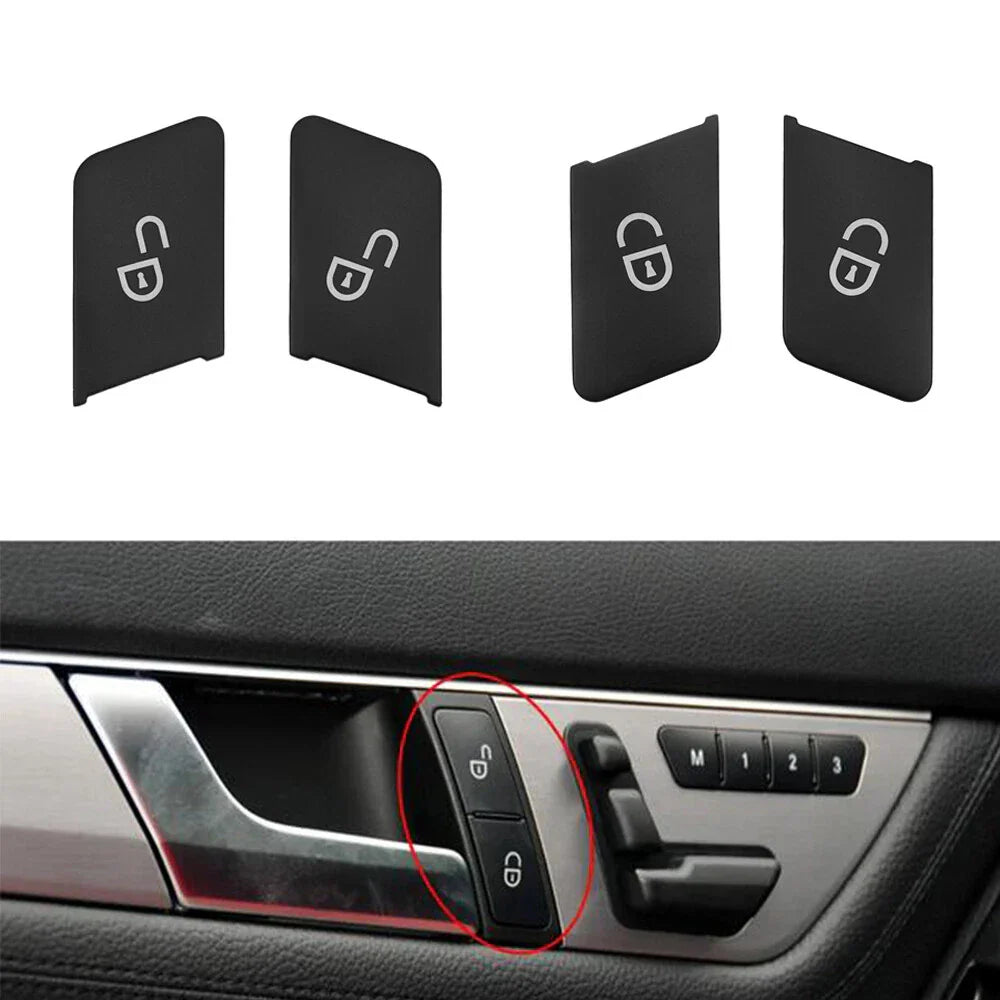4x Door Unlock Switch Button Trim Cover Matte Black for Mercedes-Benz W204 W212 (2007-2013)
