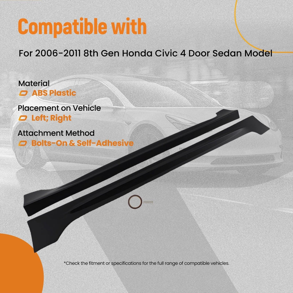 Body Side Extension Panel Kit for Honda Civic 4Dr (2006–2011) Black
