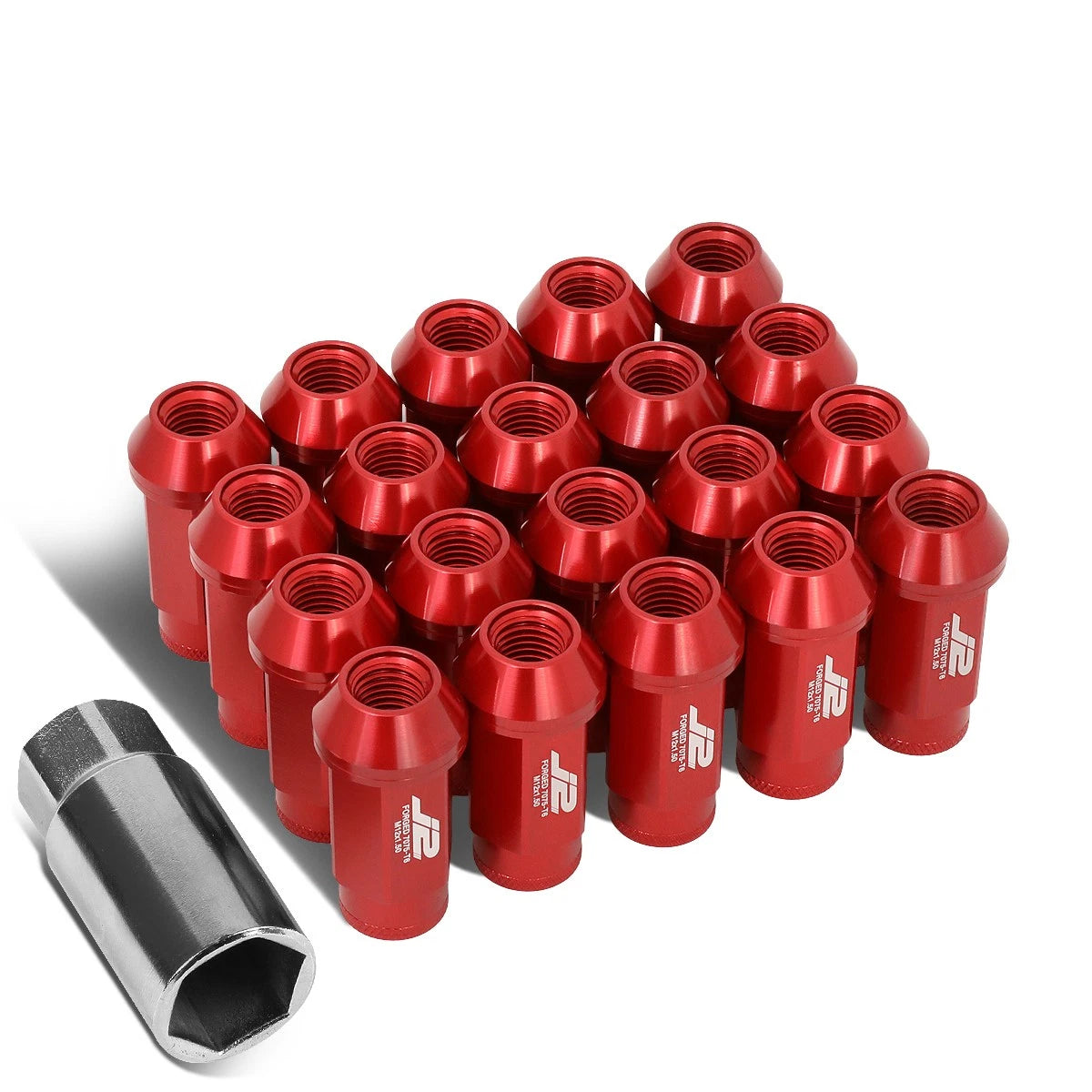 Set of 20 J2 7075 Forged Aluminum M12x1.5 Open-End Lug Nuts for Universal