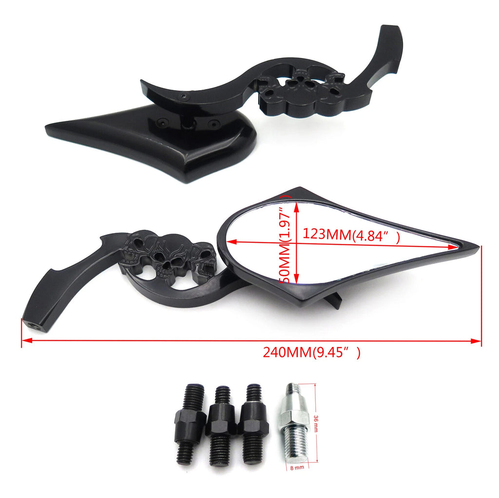 Black Skull Blade Mirror for Yamaha Cruiser (Royal Star, Road Star, V-Star)