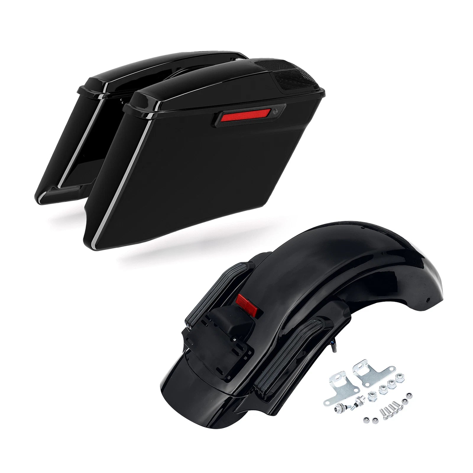 4" Extended Hard Saddlebags & Rear LED Fender for Harley Road Glide (2014–2023)