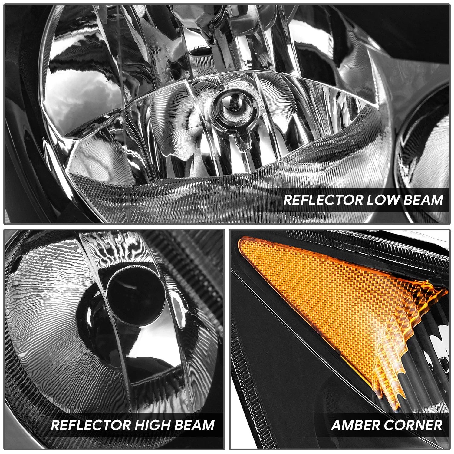 Headlight for Dodge Mercedes Benz Freightliner Sprinter (2007–2013) OE Black Amber