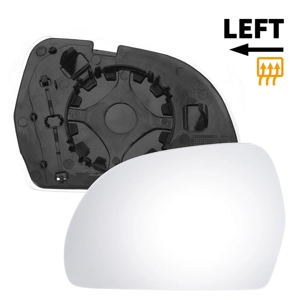Left Side Heated White Mirror Glass for Audi A3 A4 (2008–2010)