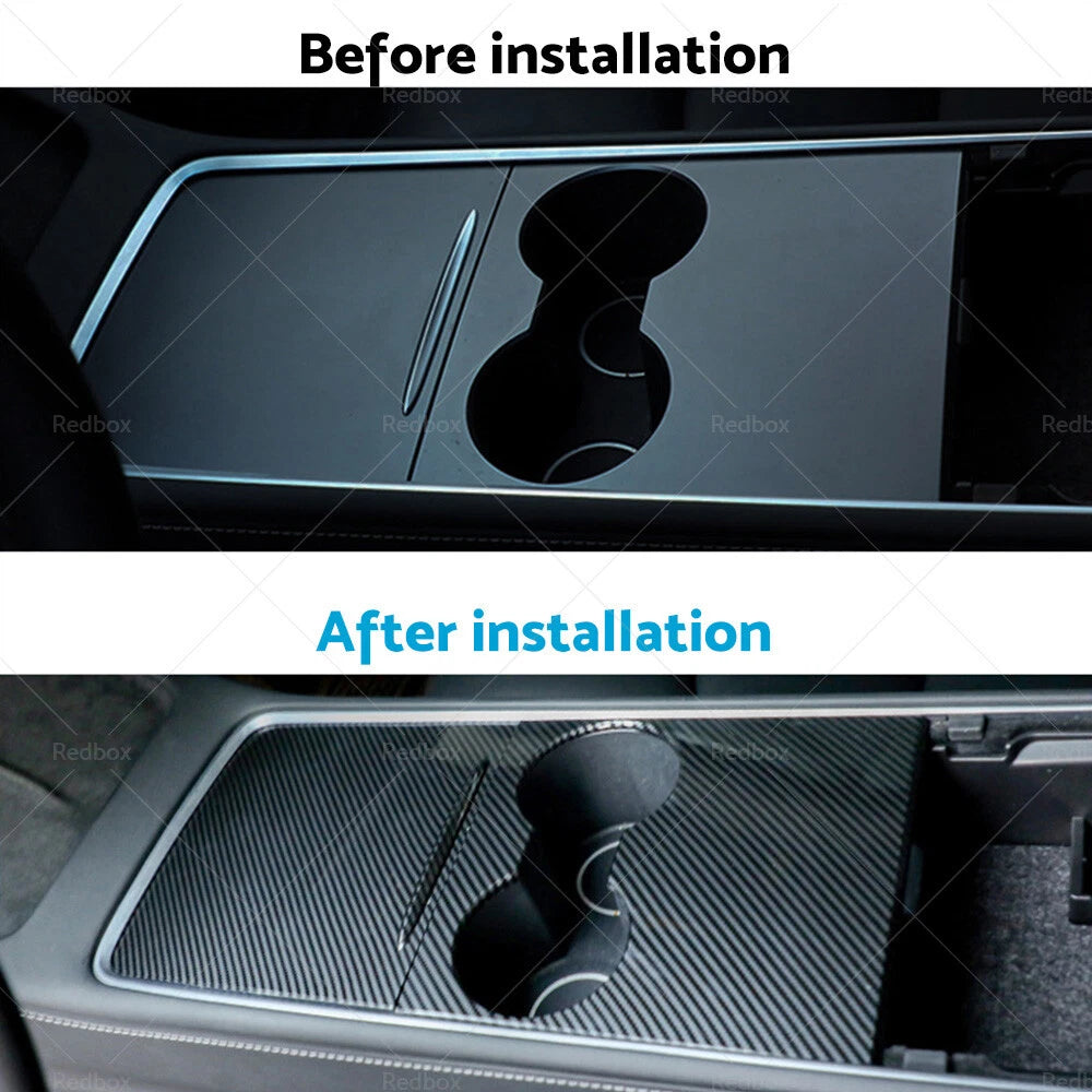 Carbon Fiber Center Control Panel Wrap for Tesla Model Y Model 3 (2017–2023)