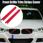 Pair ABS Front Grille Trim Strips Cover Decor Red for BMW 5/6/7 Series