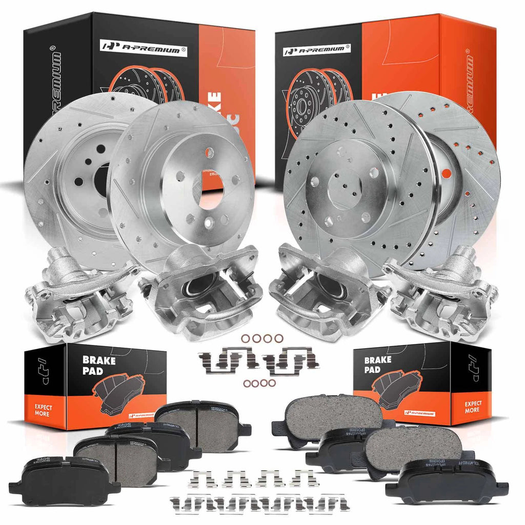 Drilled Brake Rotor & Pad + Caliper for Toyota Avalon (2005-2012)