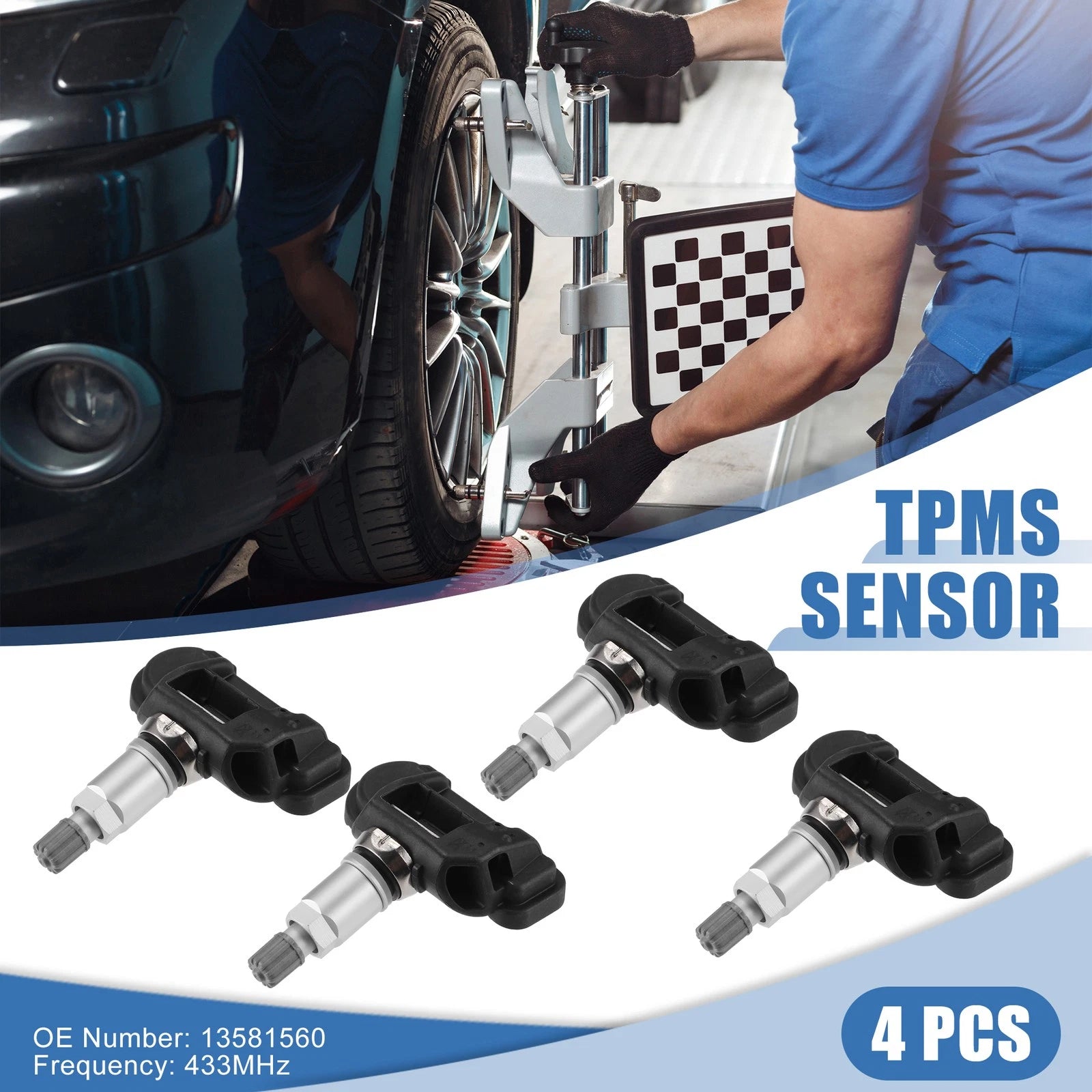 Set of 4 TPMS Sensors No.13581560 for Chevrolet C7 Corvette (2014–2019)