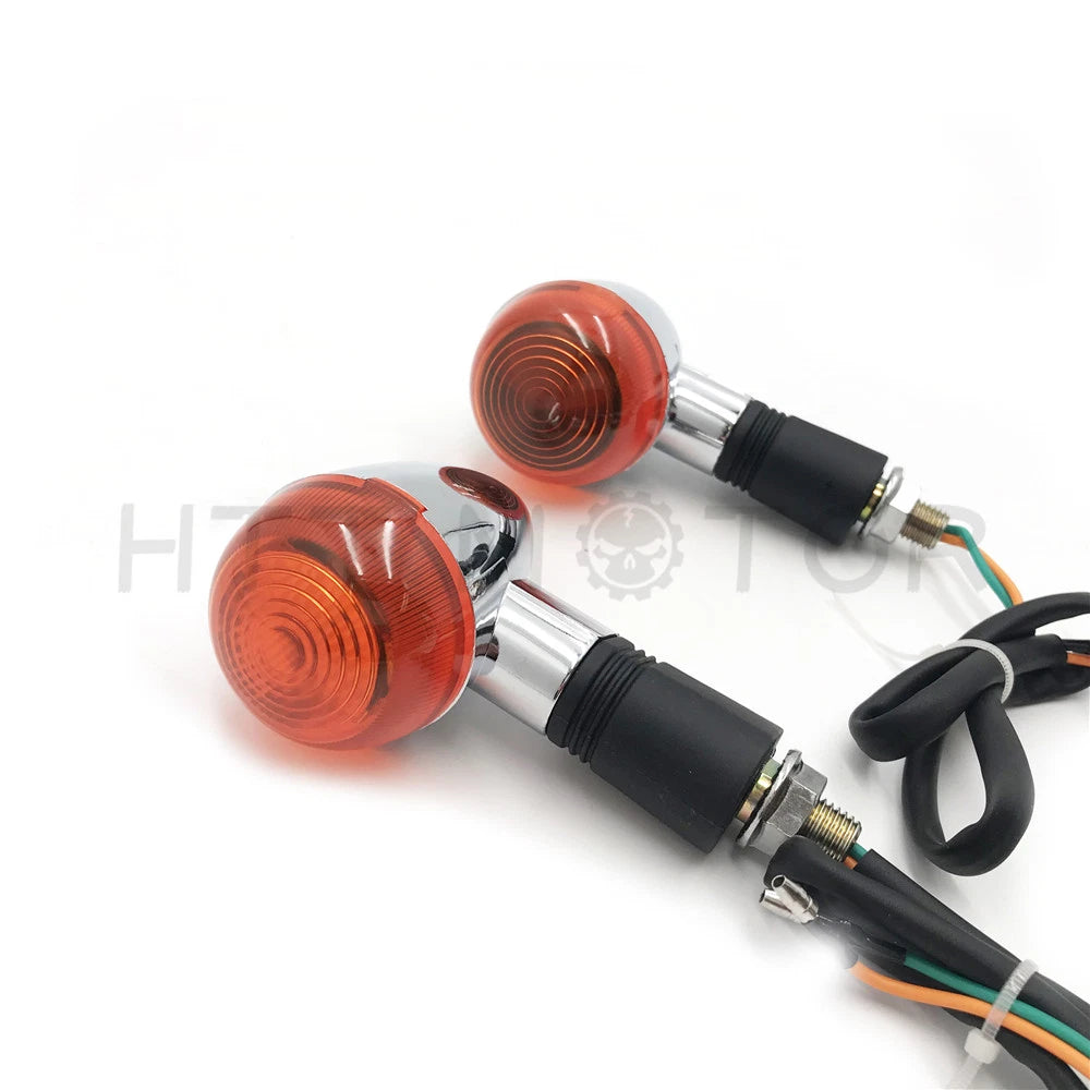 2X Turn Signal Indicators for Universal Motorcycle Amber Chrome Metal