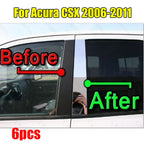 Chrome Pillar Trim Door Cover Mirrored Post / 6pcs/set / Acura CSX (2006–2011)