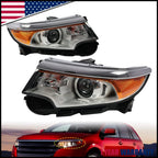 Set of 2 Halogen Headlight Assembly Lamps for Ford Edge (2011–2014)