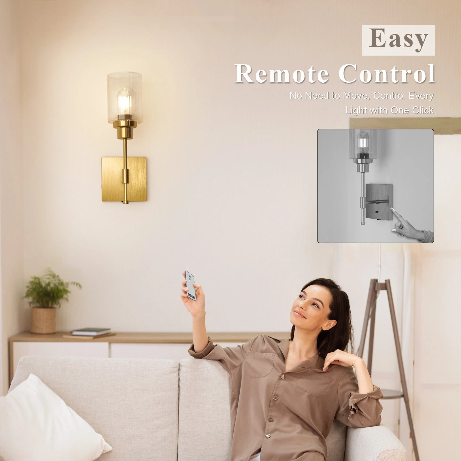 LED Wall Sconce for Porch (Battery Operated, Rechargeable, Gold)