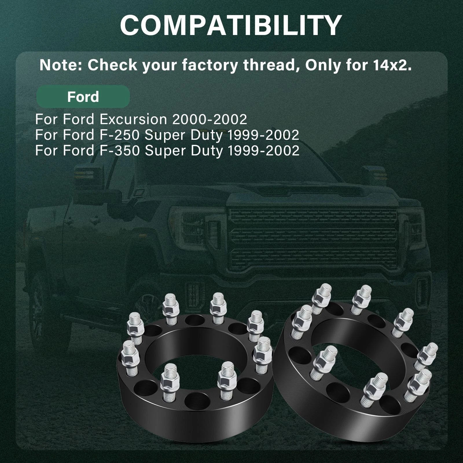 4X 2" Wheel Spacers 8x170 for Ford F250 F350 Super Duty (1999–2002) 14x2 Stud