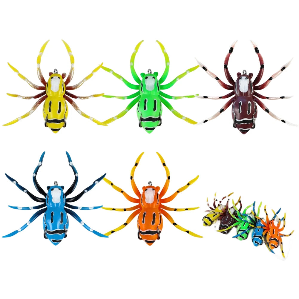5X Floating Frog Lures with Noise Blades and Soft Silicone Body Hooks