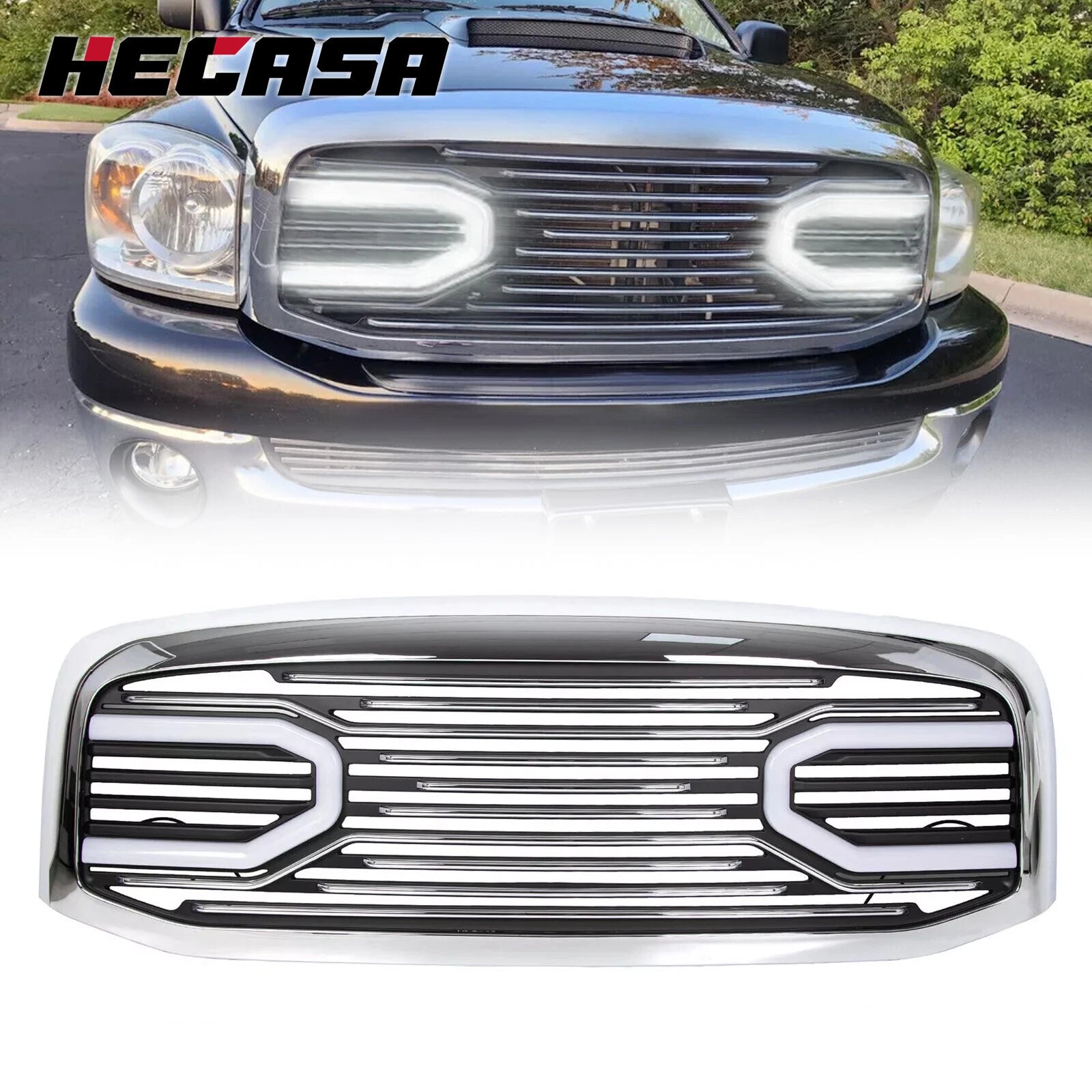 Front Hood Grille + Shell + Light for Dodge RAM 1500 2500 3500 (2006–2009)