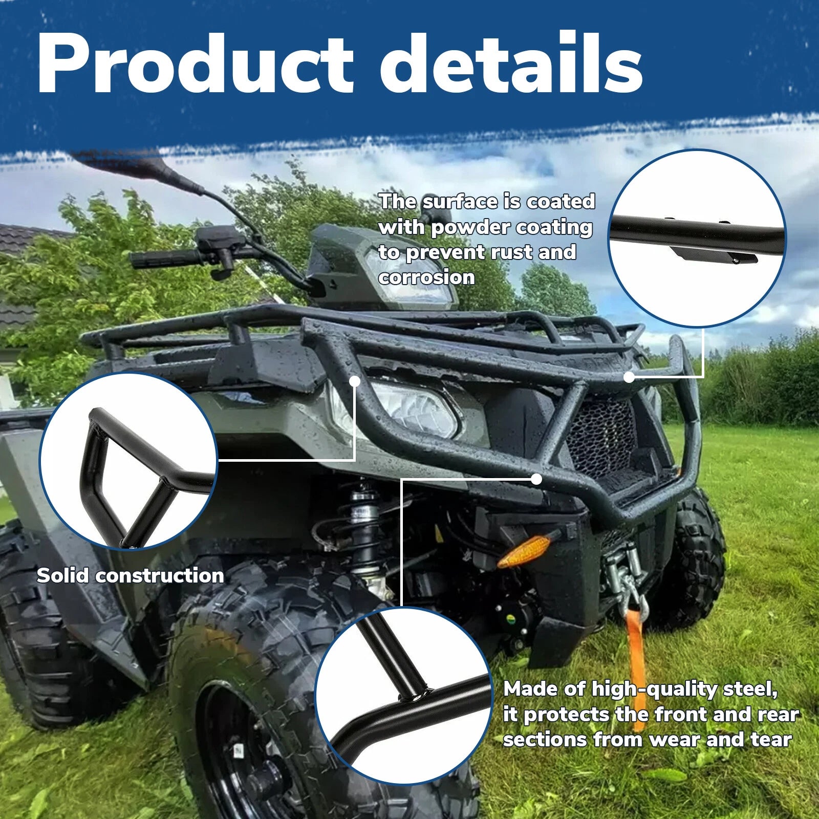 Front & Rear Brush Guard Bumper Set for Polaris Sportsman 570 EPS SP (2016–2020)