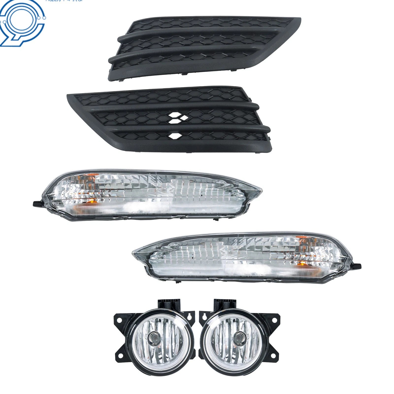 Set of 6 Bumper Fog Lights with Cover Bezel for Honda Pilot (2016–2018)