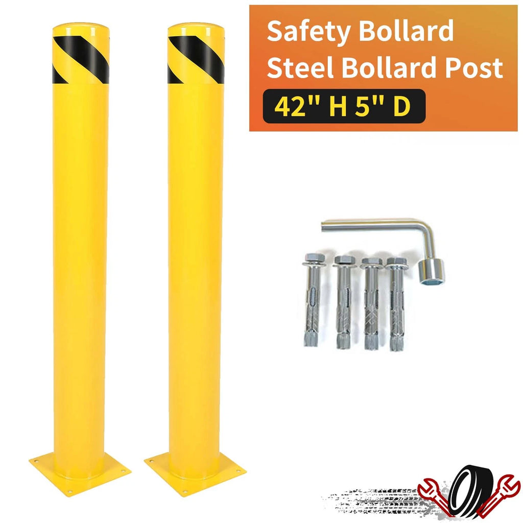 Set of 2 Safety Bollards for Universal Use (42" H, 5" D)
