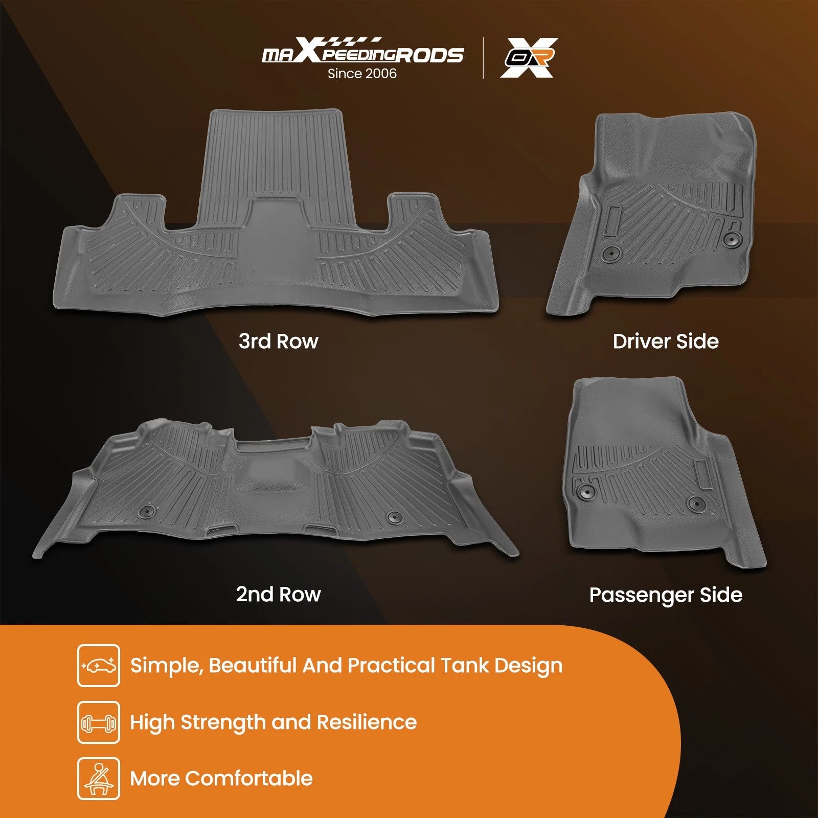 Set of 4 All-Weather Rubber Floor Mats for Ford Expedition Max (2018–2024)