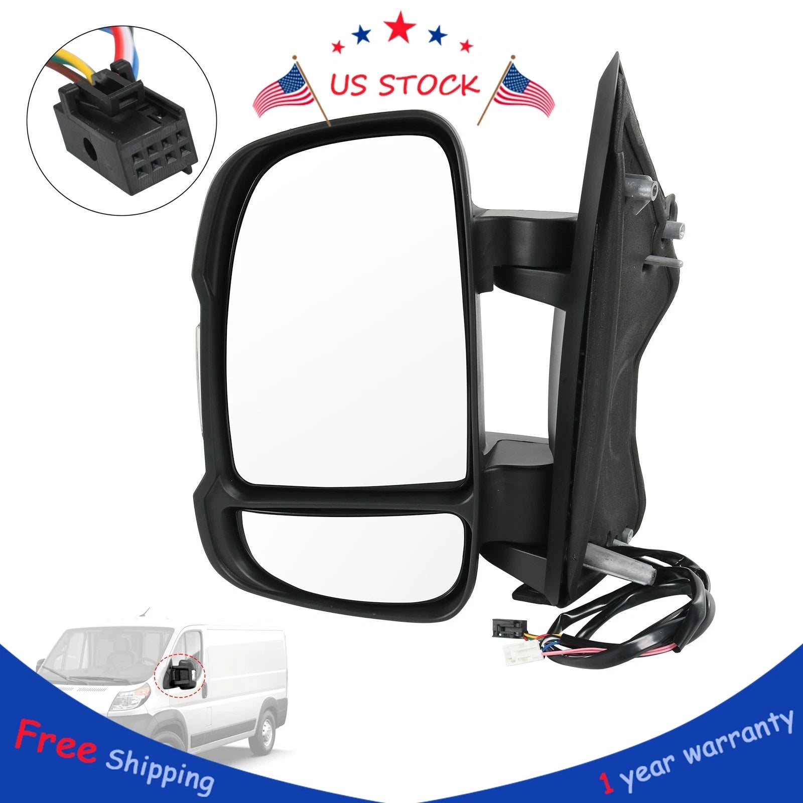 Driver Side Manual Mirror for Ram Promaster 1500 2500 3500 (2014–2023)