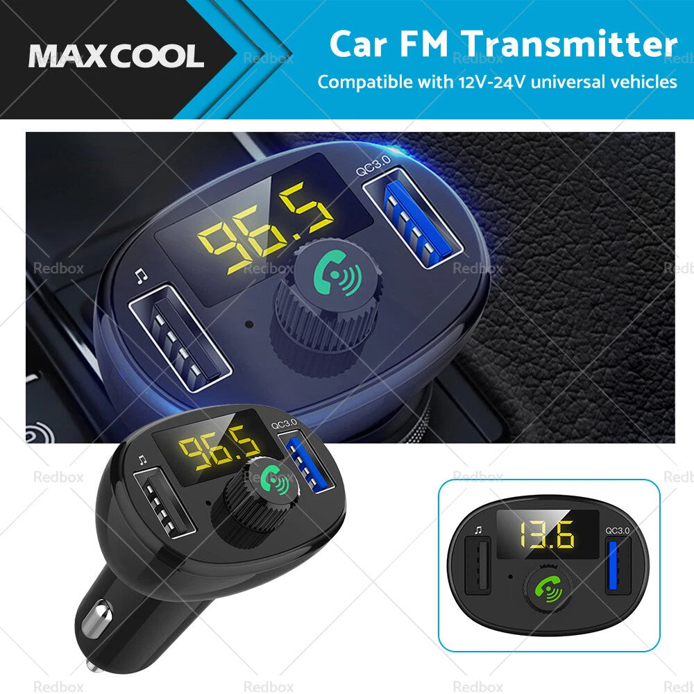 Bluetooth 5.0 FM Transmitter Car Kit for Universal Vehicles (2010–2023)