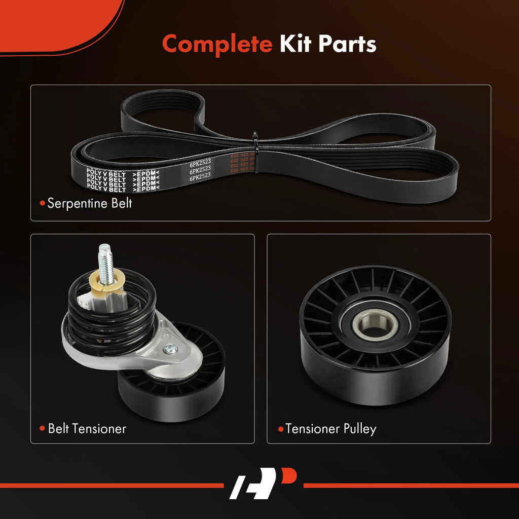 3X Serpentine Belt Drive Component Kit for Ford E-150 Econoline (1993-1995)