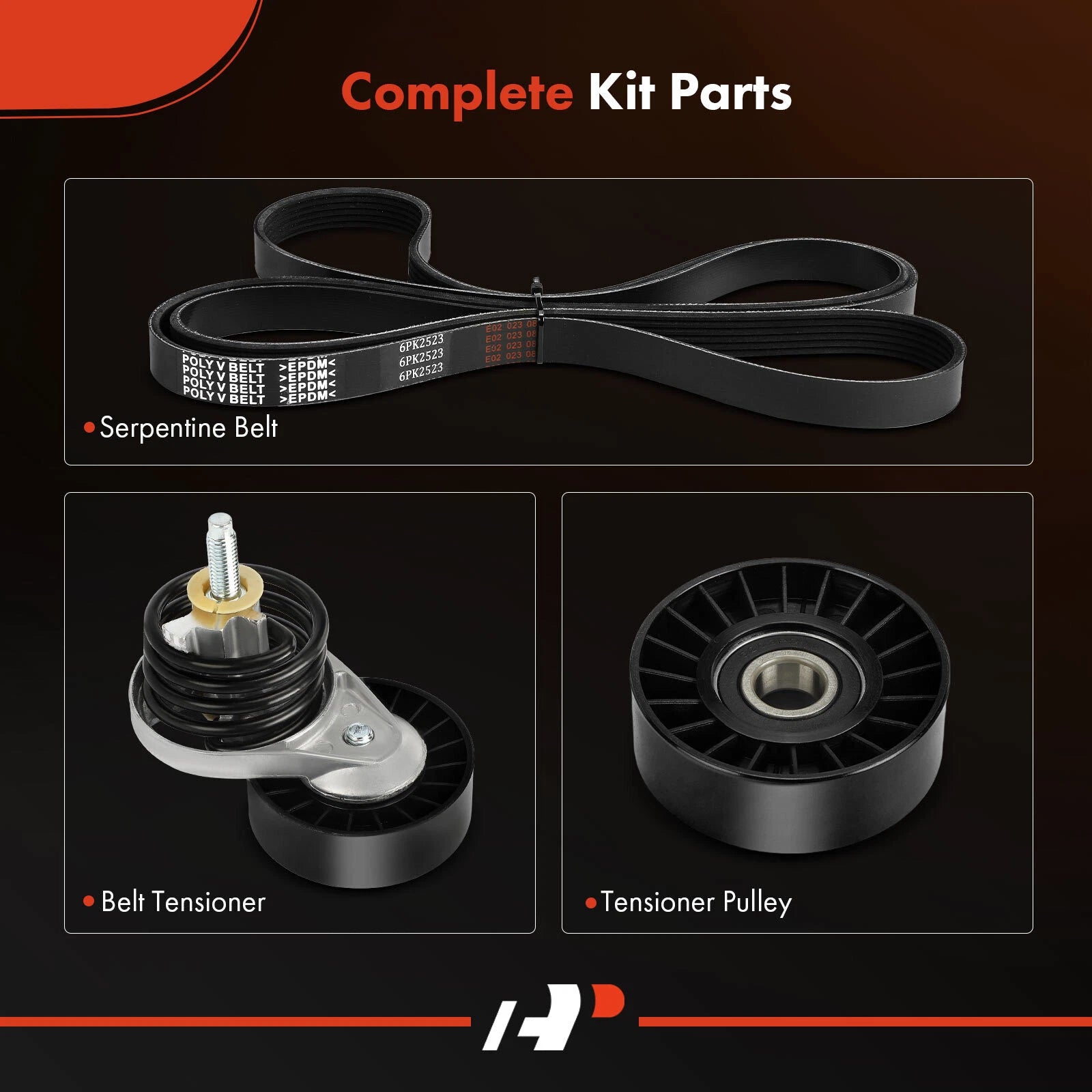 3X Serpentine Belt Drive Component Kit for Ford E-150 Econoline (1993-1995)