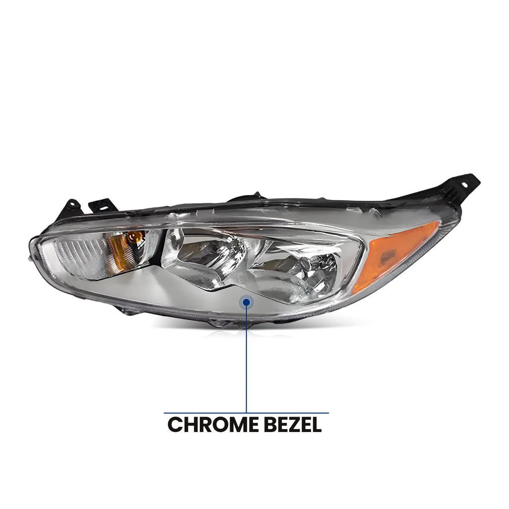Halogen Headlight for Ford Fiesta (2014–2018) Left Driver Side W/ Bulb