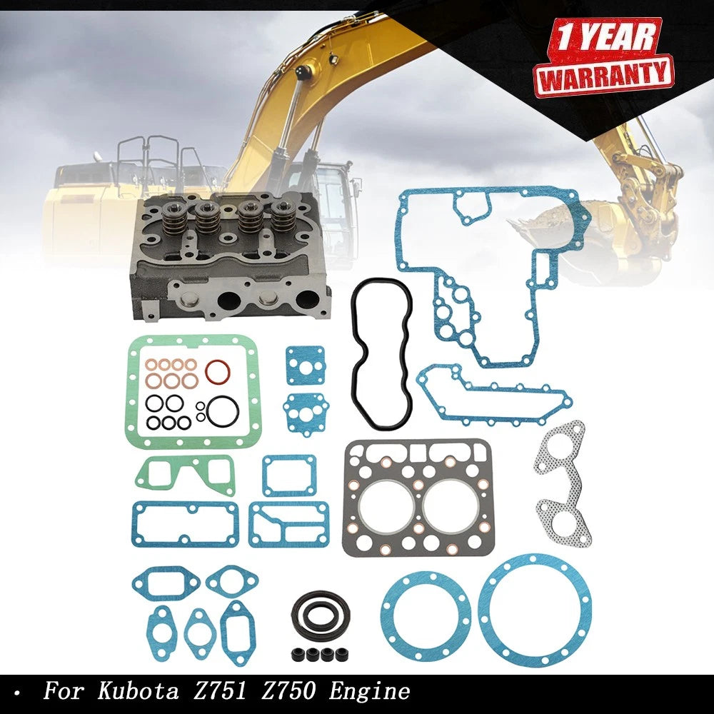 Complete Cylinder Head Assembly & Gasket Set for Kubota Engine