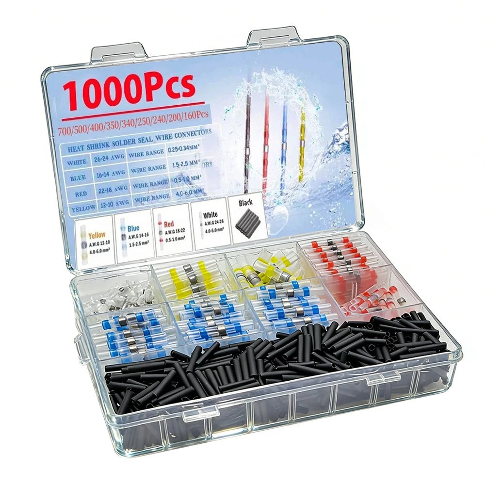 1000Pcs Waterproof Heat Shrink Butt Wire Connectors Terminals