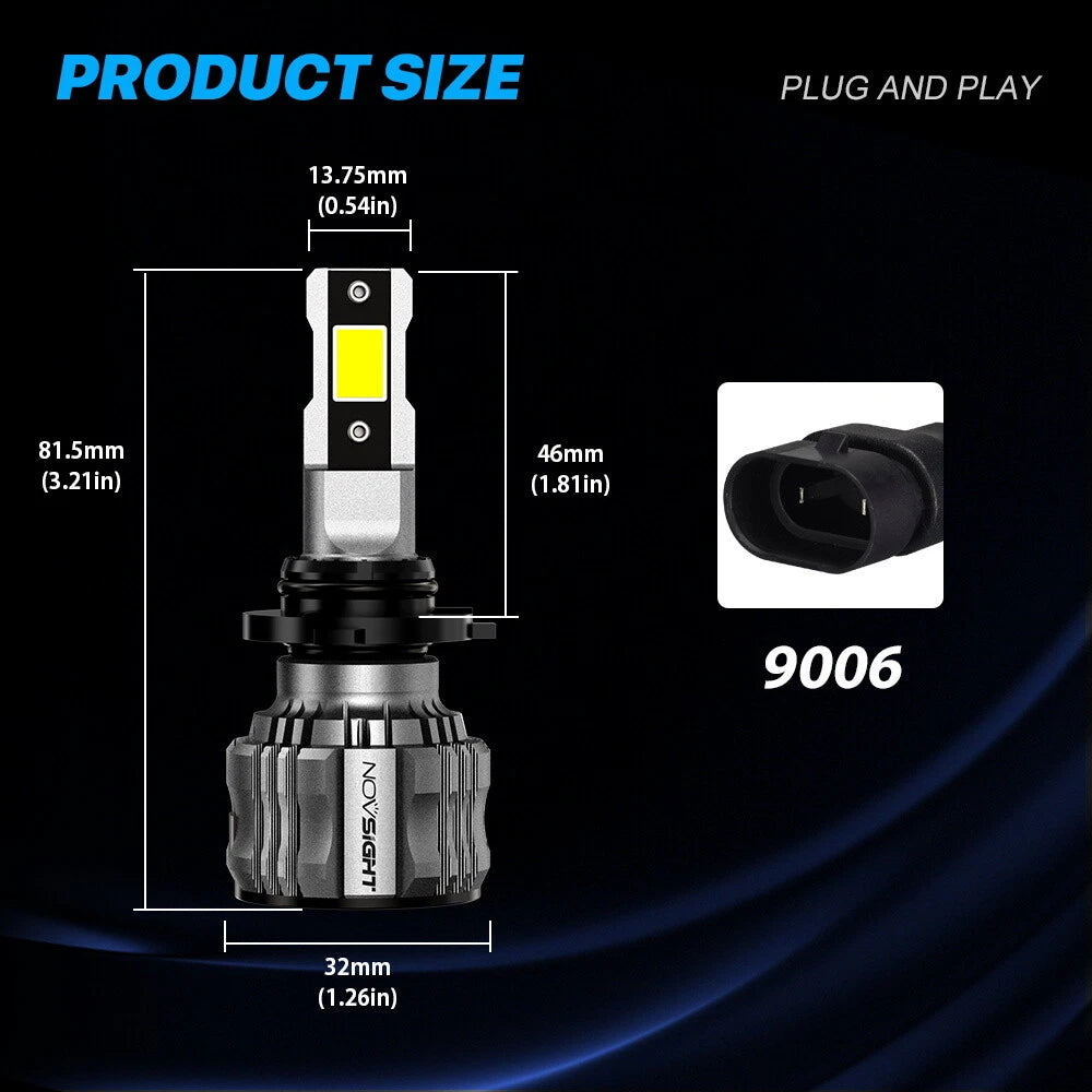 9006 HB4 LED Headlight Bulb Kit for Low Beam (6500K, 40000LM)