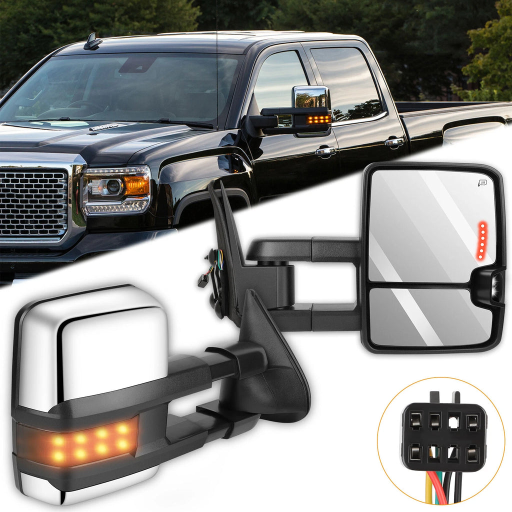 Pair Smoke LED Signal Tow Mirrors for Silverado Sierra (1999–2002)
