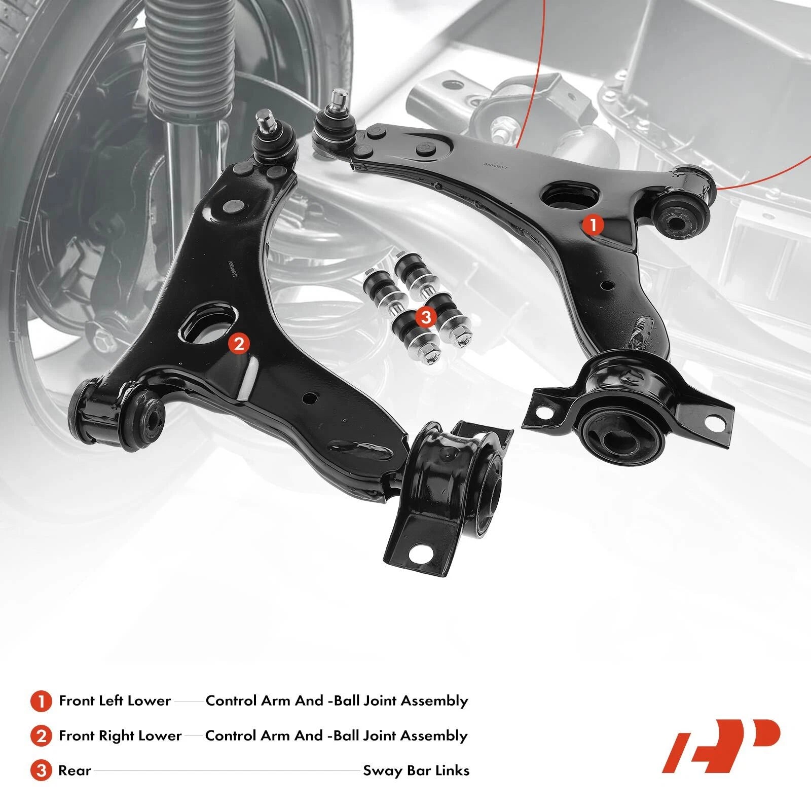 Set of 4 Front Lower Control Arm Ball Joints for Ford Focus (2000-2004)