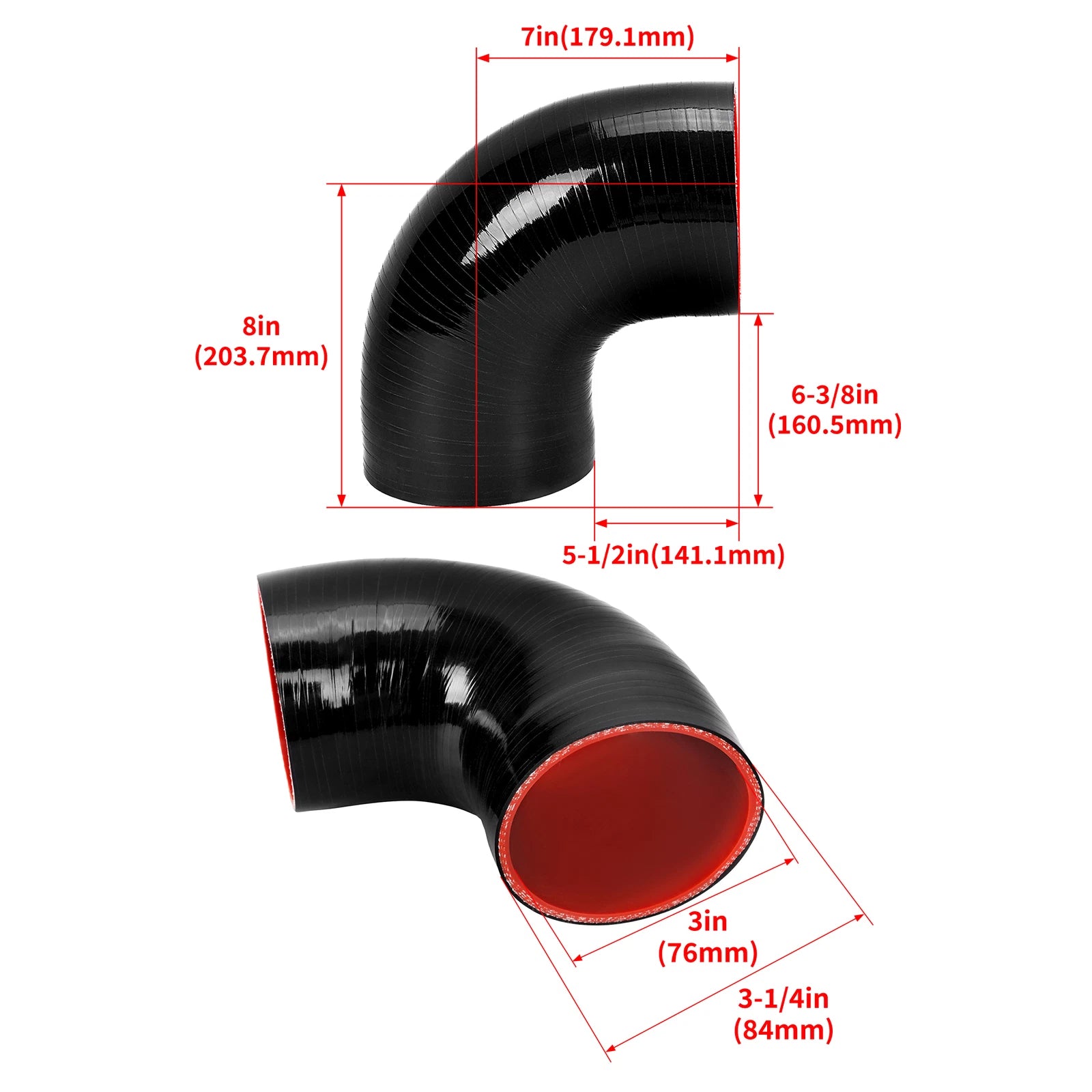 3" 90 Degree Silicone Hose Elbow for Turbo Intake/Intercooler Pipe