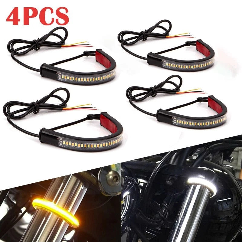 4pcs LED Flexible Strip DRL Light Turn Signal for Motorcycle